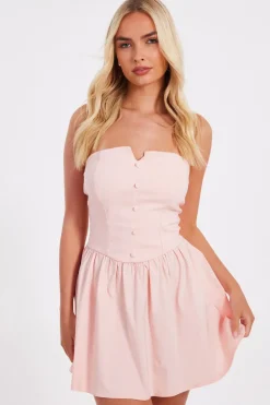 Quiz Baby Pink Bandeau Mini Dress