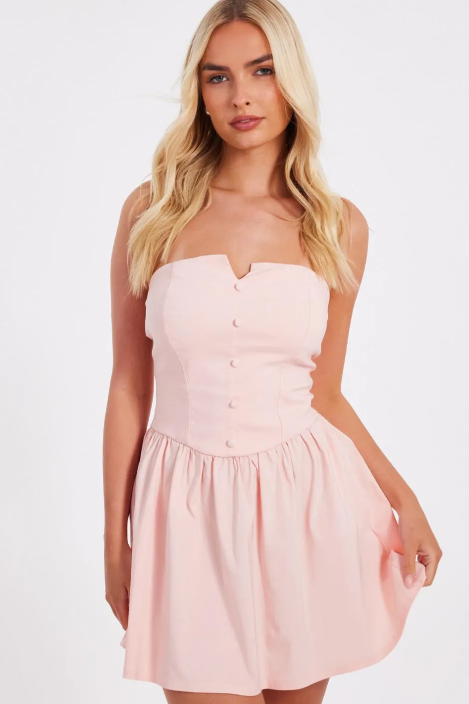 Quiz Baby Pink Bandeau Mini Dress