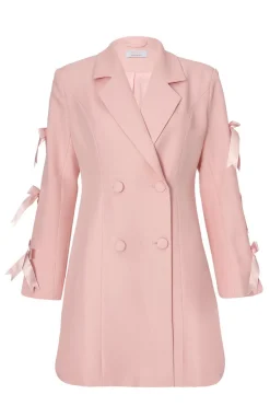 Quiz Bow Sleeve Blazer Dress Baby Pink Hot