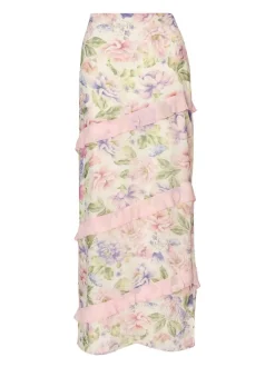 Quiz Baby Pink Chiffon Ruffle Maxi Skirt Best