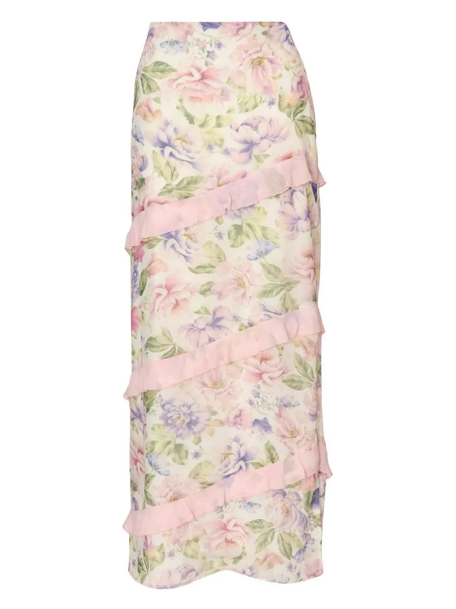Quiz Baby Pink Chiffon Ruffle Maxi Skirt Best