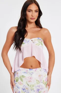 Quiz Baby Pink Floaty Bandeau Top New