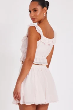 Quiz Baby Pink Pleated Mini Skirt Hot