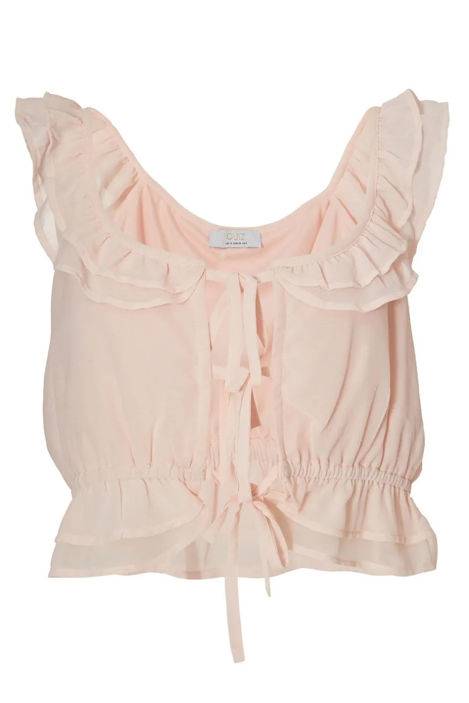 Quiz Baby Pink Ruffle Crop Top Discount