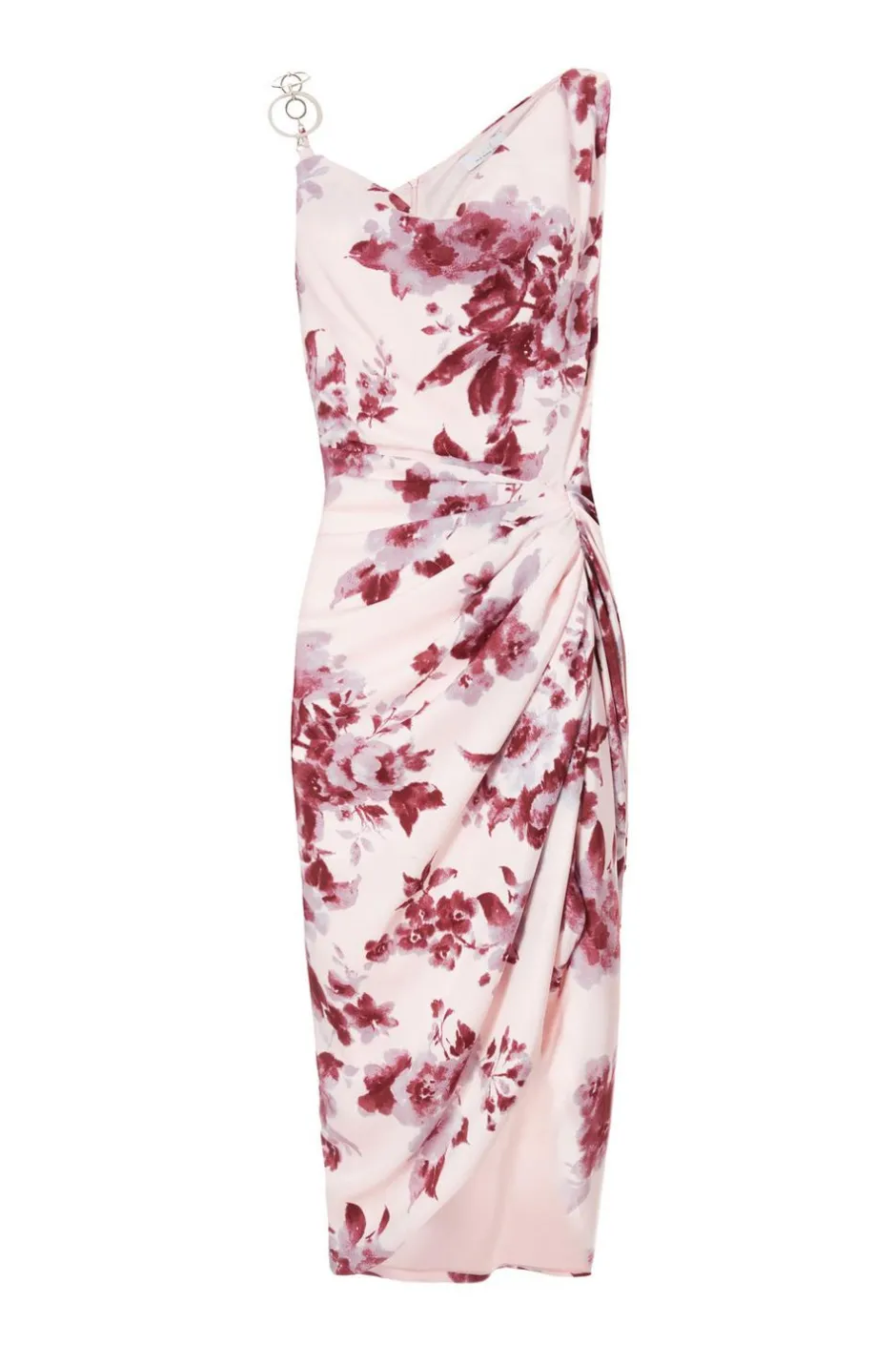 Quiz Baby Pink Satin Floral Midi Dress Clearance