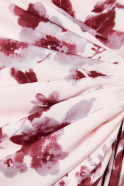 Quiz Baby Pink Satin Floral Midi Dress Clearance