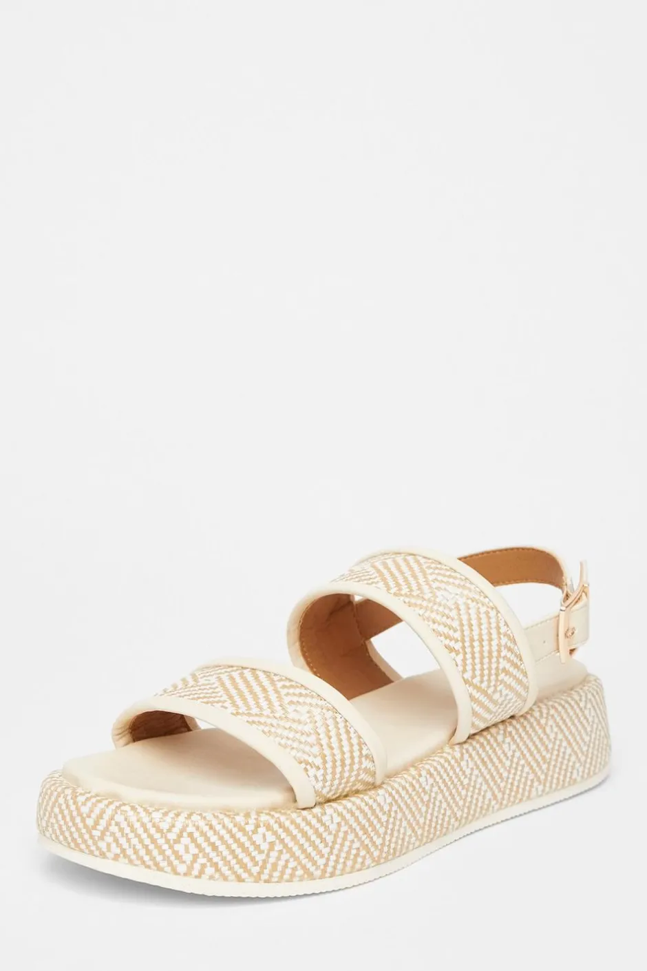 Quiz Beige Aztec Double Strap Flatform Sandals Sale