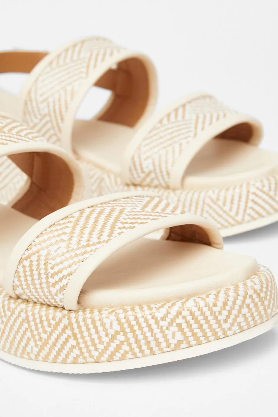 Quiz Beige Aztec Double Strap Flatform Sandals Sale
