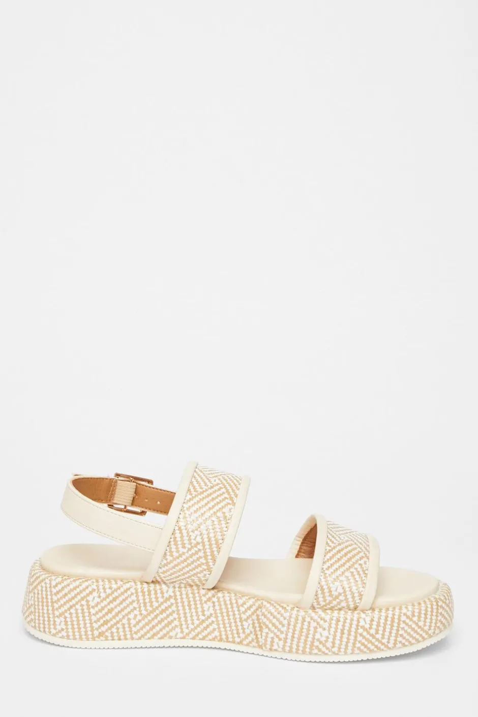 Quiz Beige Aztec Double Strap Flatform Sandals Sale