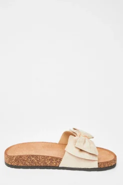 Quiz Bow Flat Sandals Beige