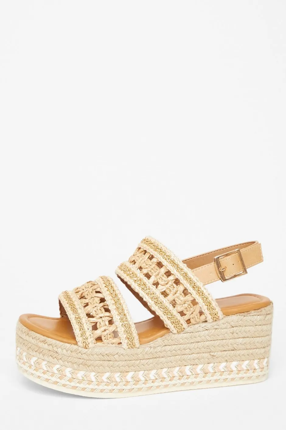 Quiz Beige Double Strap Flatform Sandals Online
