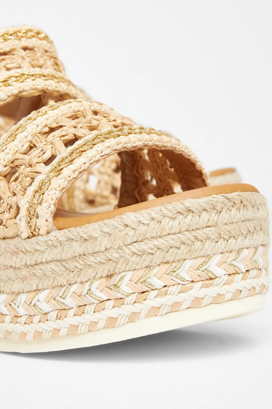 Quiz Beige Double Strap Flatform Sandals Online