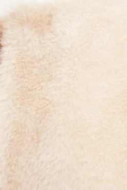 Quiz Faux Fur Crop Sleeve Cape Beige Clearance