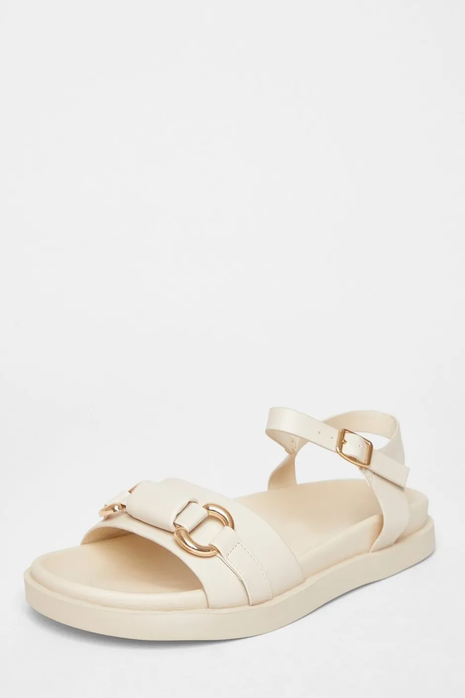 Quiz Beige Faux Leather Flatform Sandals Discount