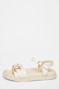Quiz Beige Faux Leather Flatform Sandals Discount