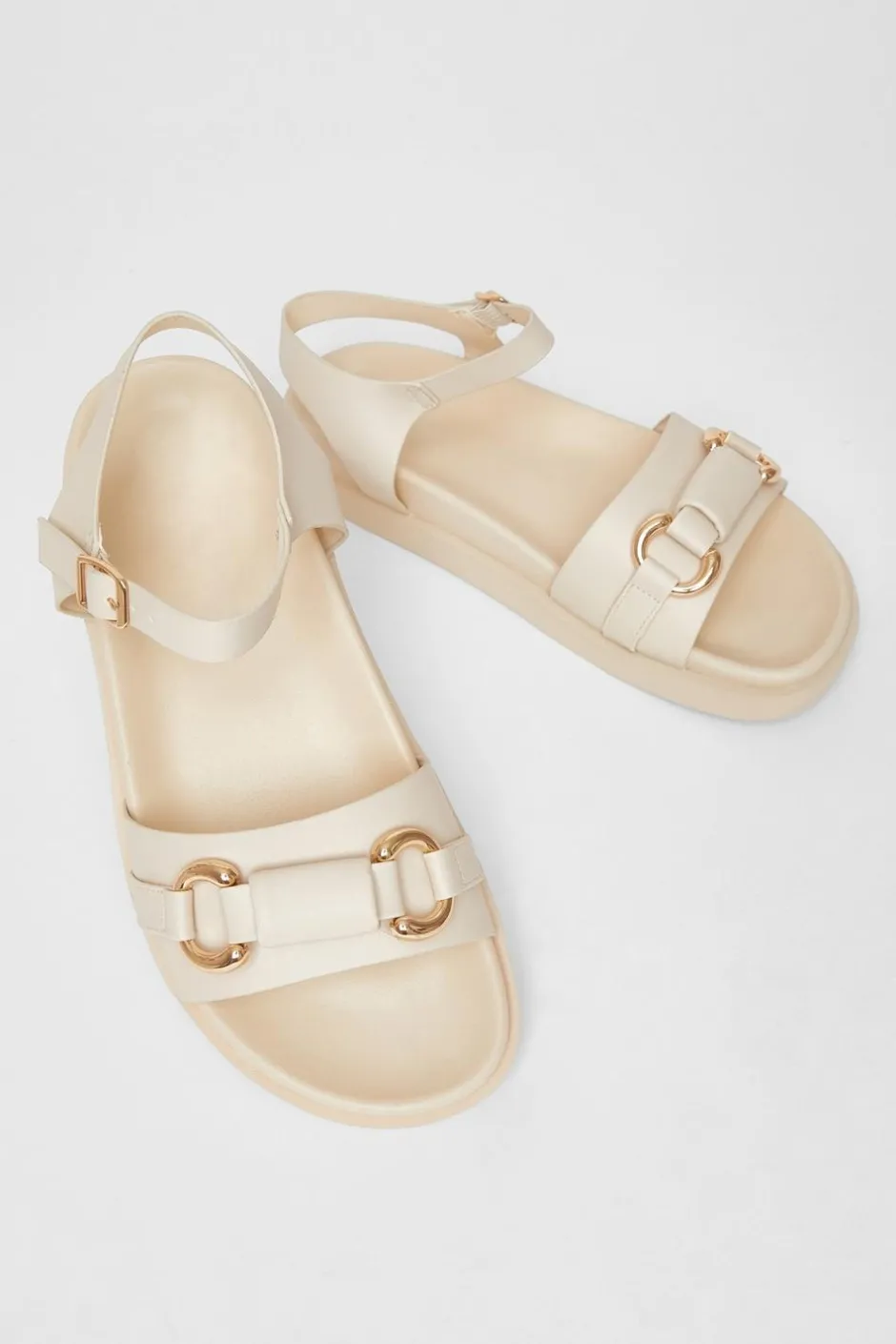 Quiz Beige Faux Leather Flatform Sandals Discount