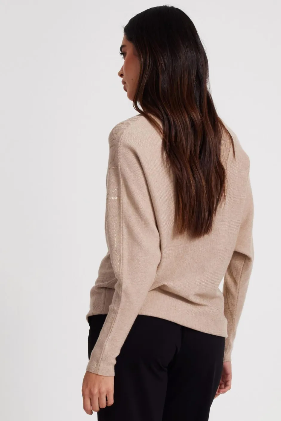 Quiz Knit Foil Detail Jumper Beige New