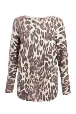 Quiz Beige Knit Leopard Print Jumper Best