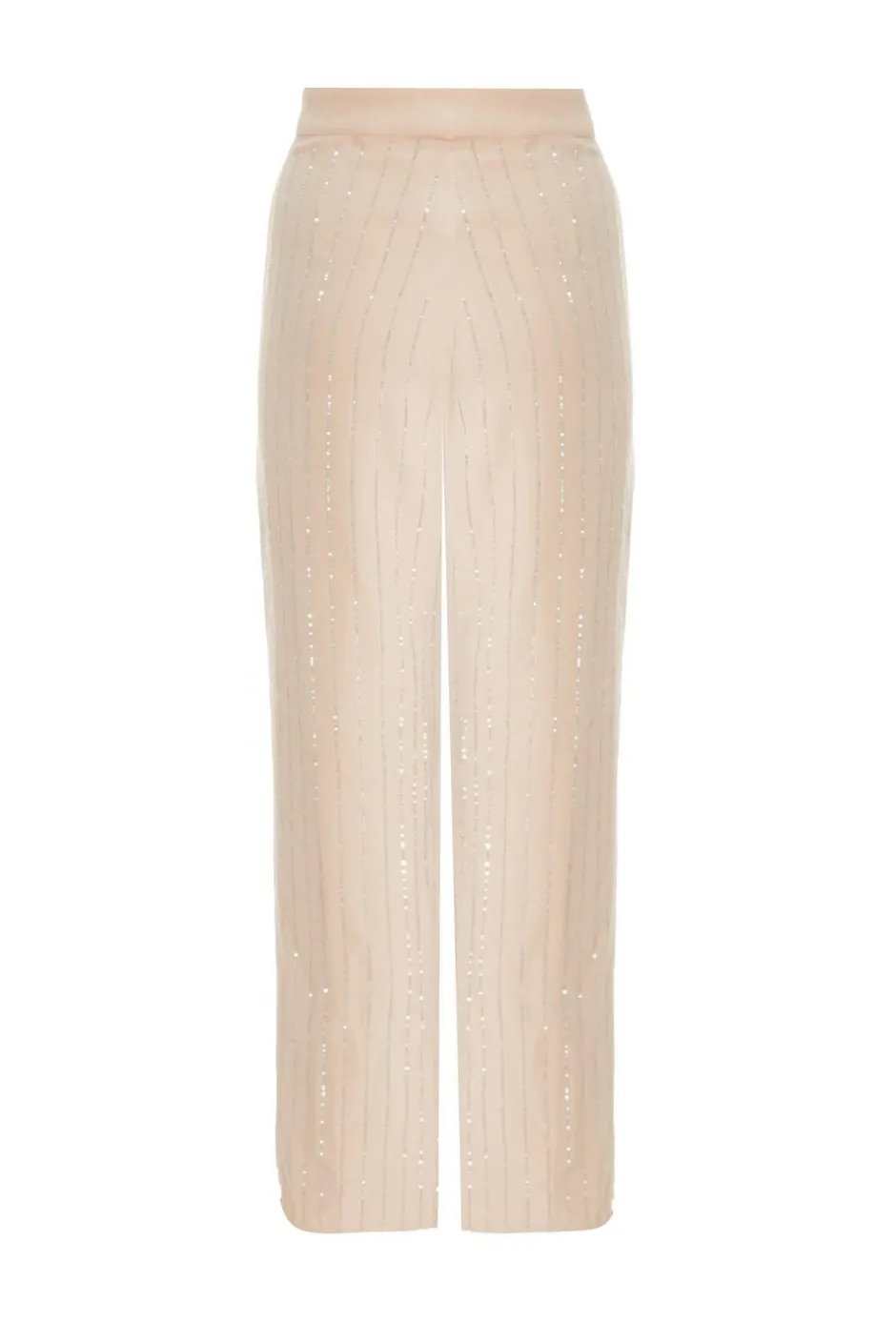 Quiz Beige Pinstripe Embellished Wide Leg Trousers Hot