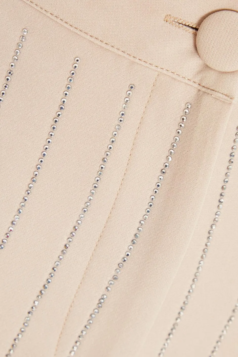 Quiz Beige Pinstripe Embellished Wide Leg Trousers Hot