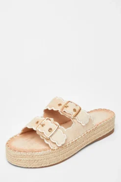 Quiz Scallop Flatform Sandals Beige Discount