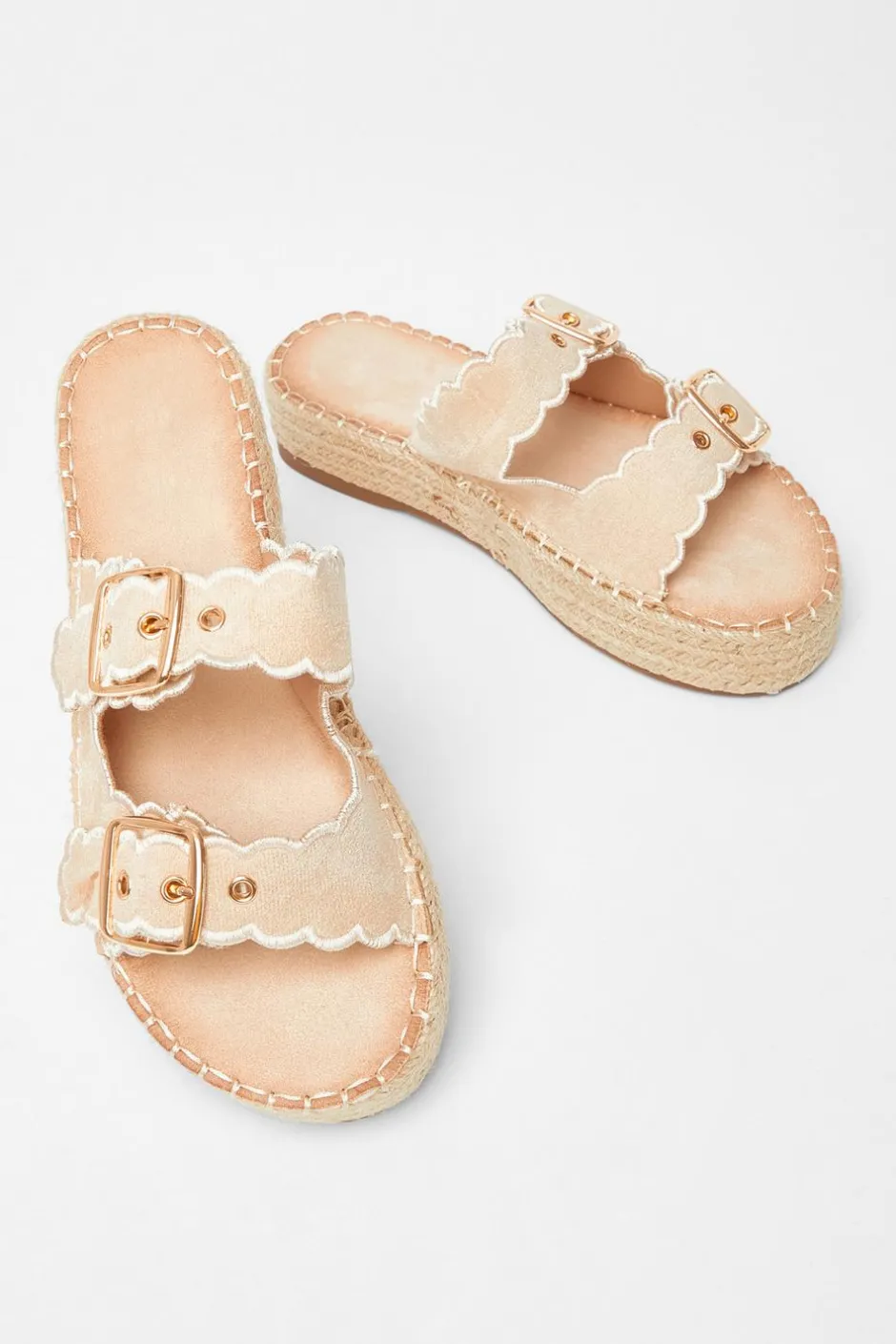Quiz Scallop Flatform Sandals Beige Discount