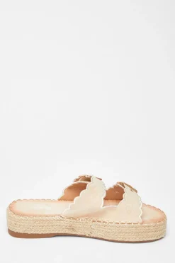 Quiz Scallop Flatform Sandals Beige Discount