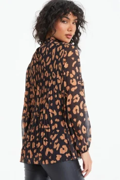 Quiz Black Animal Print Chiffon Blouse Outlet