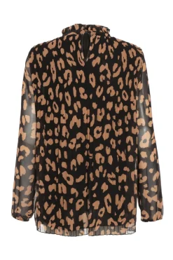 Quiz Black Animal Print Chiffon Blouse Outlet