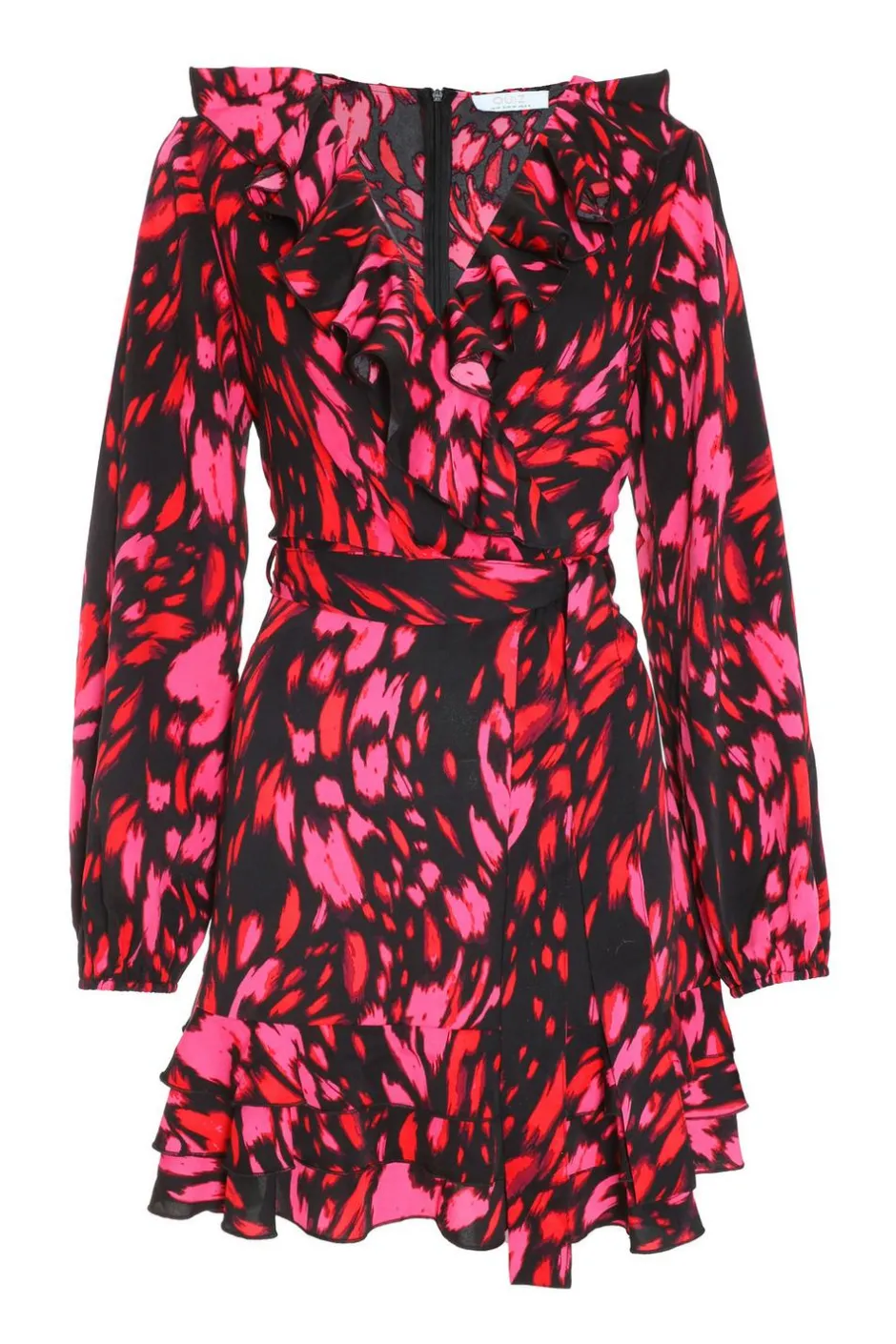 Quiz Black Animal Print Wrap Skater Dress Hot