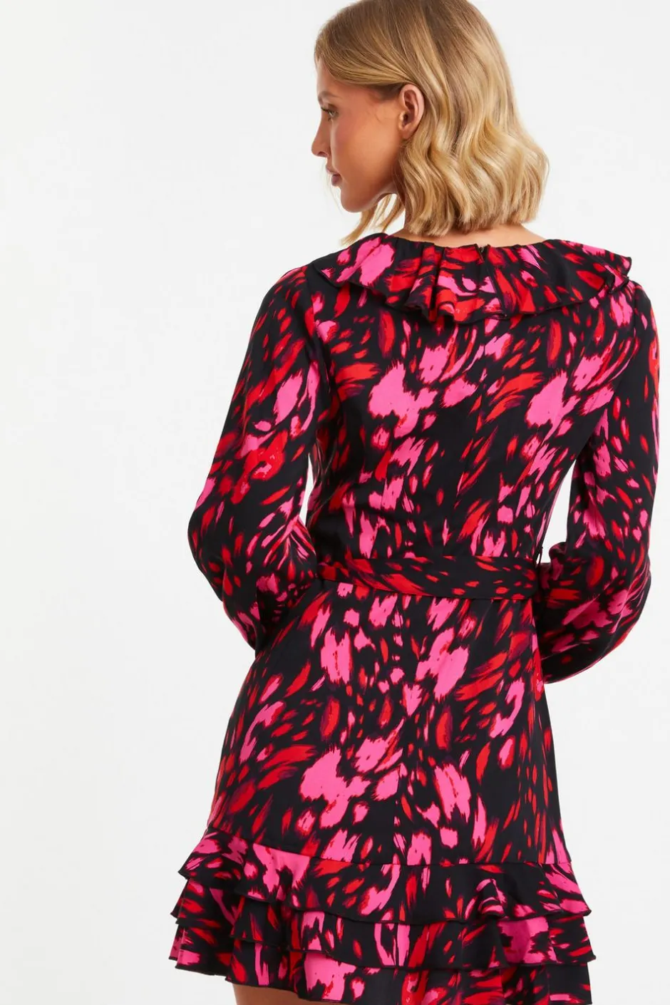Quiz Black Animal Print Wrap Skater Dress Hot