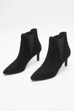 Quiz Black Ankle Heeled Stretch Boots Clearance