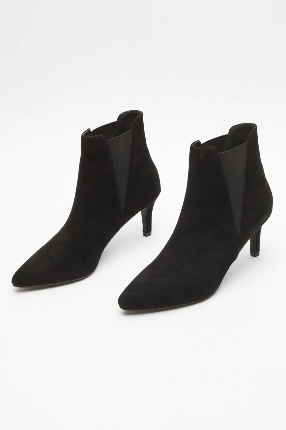 Quiz Black Ankle Heeled Stretch Boots Clearance