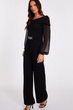 Quiz Black Asymmetric Buckle Detail Jumpsuit Online