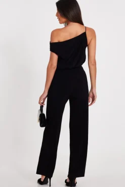 Quiz Asymmetric Draped Jumpsuit Black Online
