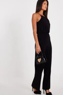 Quiz Asymmetric Draped Jumpsuit Black Online