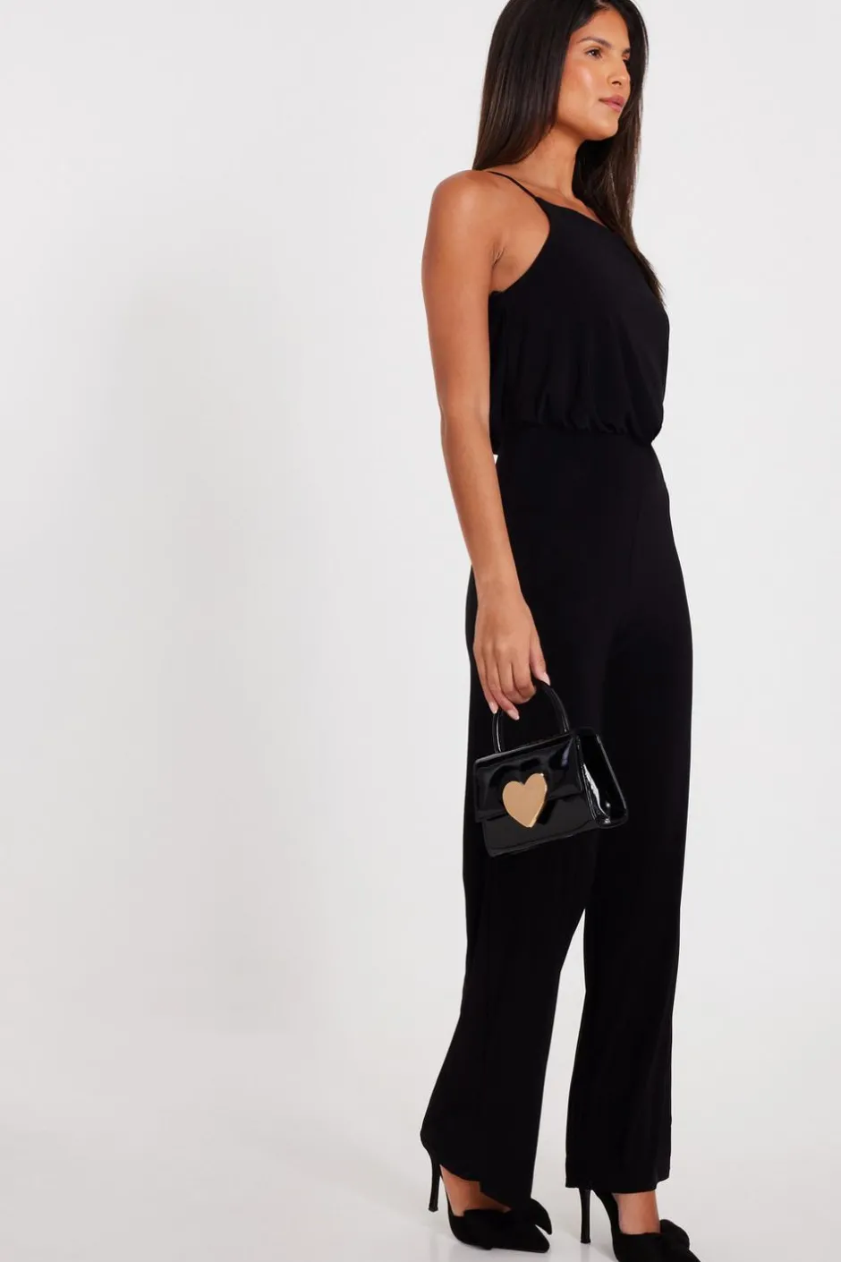 Quiz Asymmetric Draped Jumpsuit Black Online