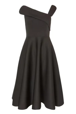 Quiz Asymmetric Midi Dress Black Hot