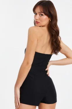 Quiz Black Bandeau Belted Skort Playsuit Best