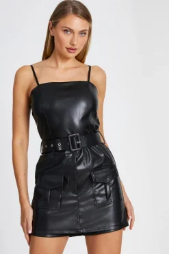 Quiz Black Bandeau Belted Skort Playsuit Outlet