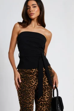 Quiz Black Bandeau Belted Top Best