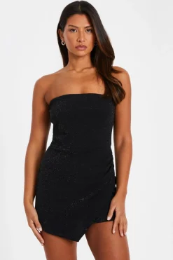Quiz Black Bandeau Glitter Skort Playsuit Online