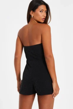 Quiz Black Bandeau Glitter Skort Playsuit Online