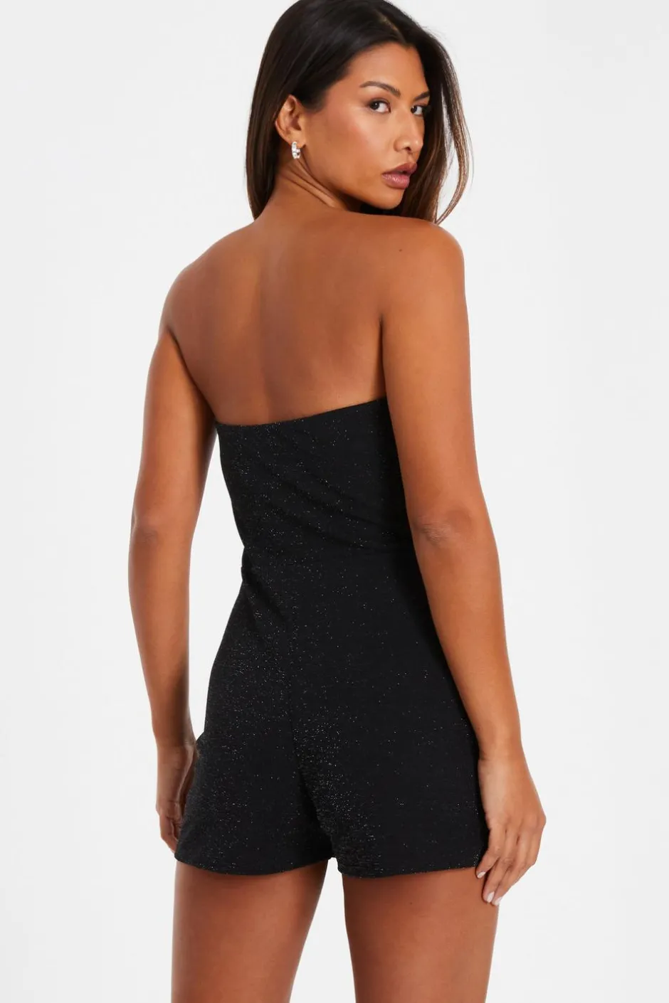 Quiz Black Bandeau Glitter Skort Playsuit Online