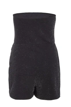 Quiz Black Bandeau Glitter Skort Playsuit Online