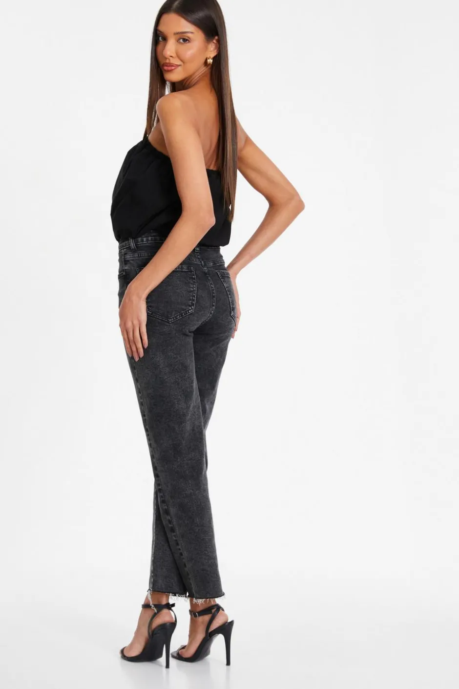 Quiz Black Bandeau Puffball Bodysuit Hot