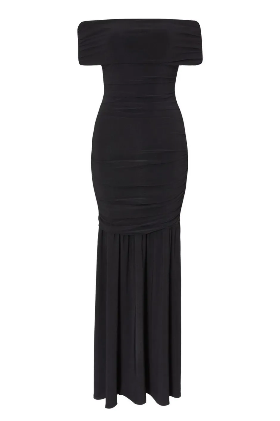 Quiz Bardot Drop Waist Maxi Dress Black Discount