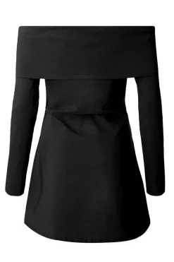 Quiz Black Bardot Long Sleeve Mini Dress Hot