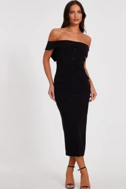 Quiz Black Bardot Midaxi Dress Best