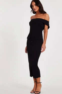Quiz Black Bardot Midaxi Dress Best